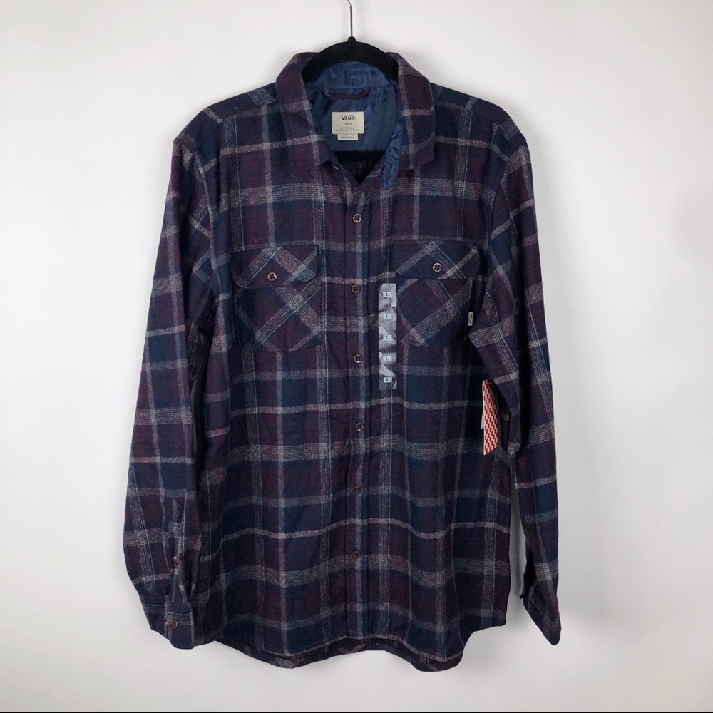 Vans Wool Plaid Flannel Button Down Blue Red